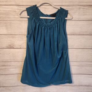Worthington Large blue cinched collar sleeveless blouse